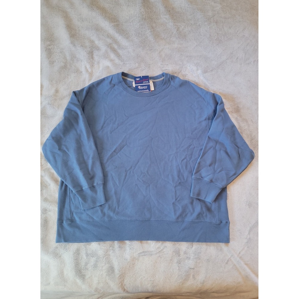 Champion Mens 3XL Premium Reverse Weave Blue Crew Neck Heavyweight Sweatshirt